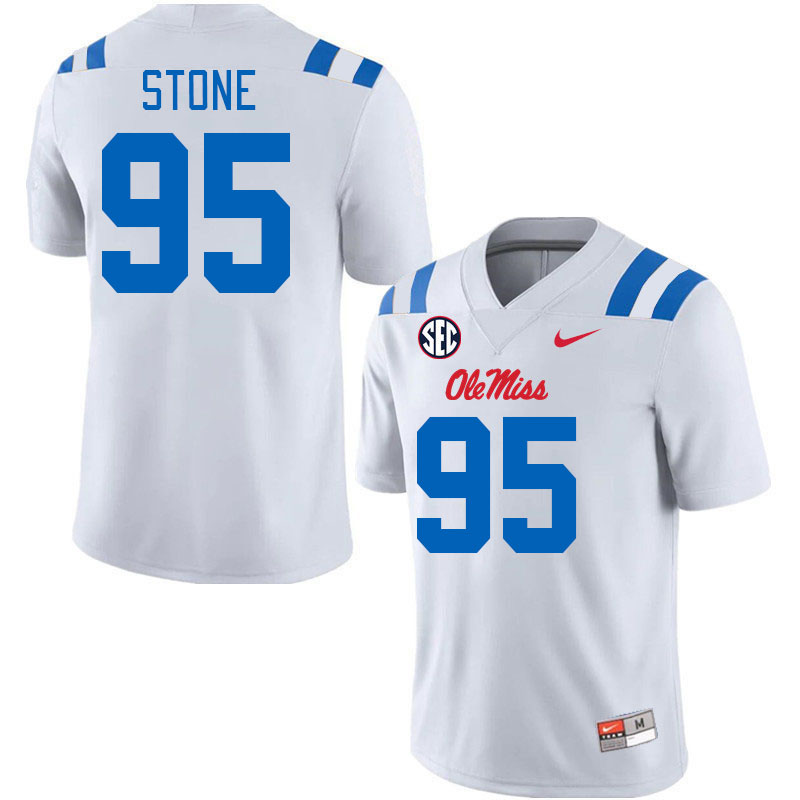 Men #95 Akelo Stone Ole Miss Rebels 2024 New Uniforms College Football Jerseys Stitched-White